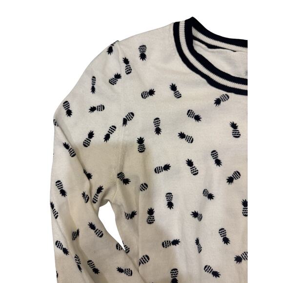 J. CREW Cotton Women’s XS Crew Neck Sweater Pineapple Print Prep Golf Cruise - Picture 6 of 9